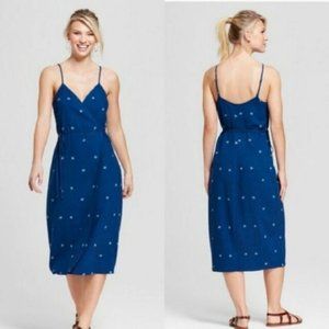Universal Thread Floral Denim Wrap Dress Indigo M